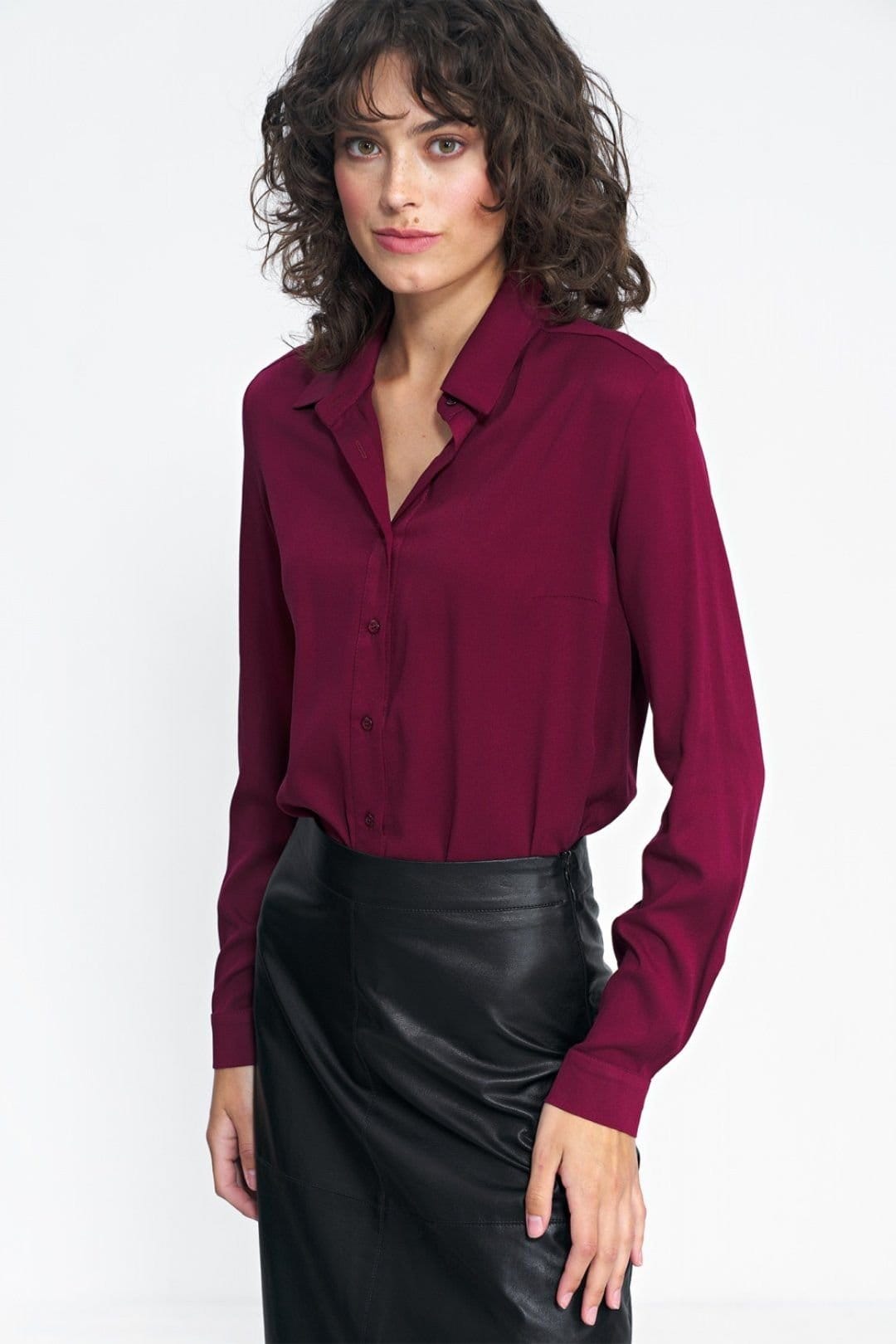 Love Lace Burgundy Long Sleeve Shirt for Women