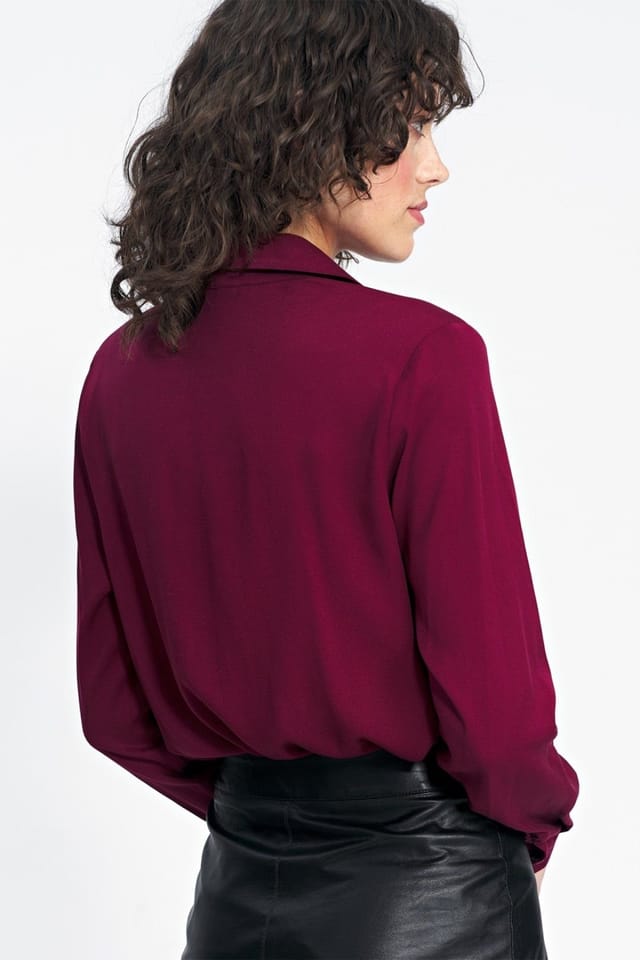 Love Lace Love Lace Women's Delicate Burgundy Long Sleeve Shirt - 3