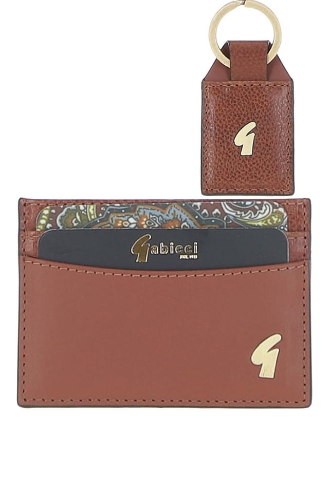 Gabicci GABICCI Men's '303' Real Leather Card Holder & Key Ring Gift Set in Tan - 2