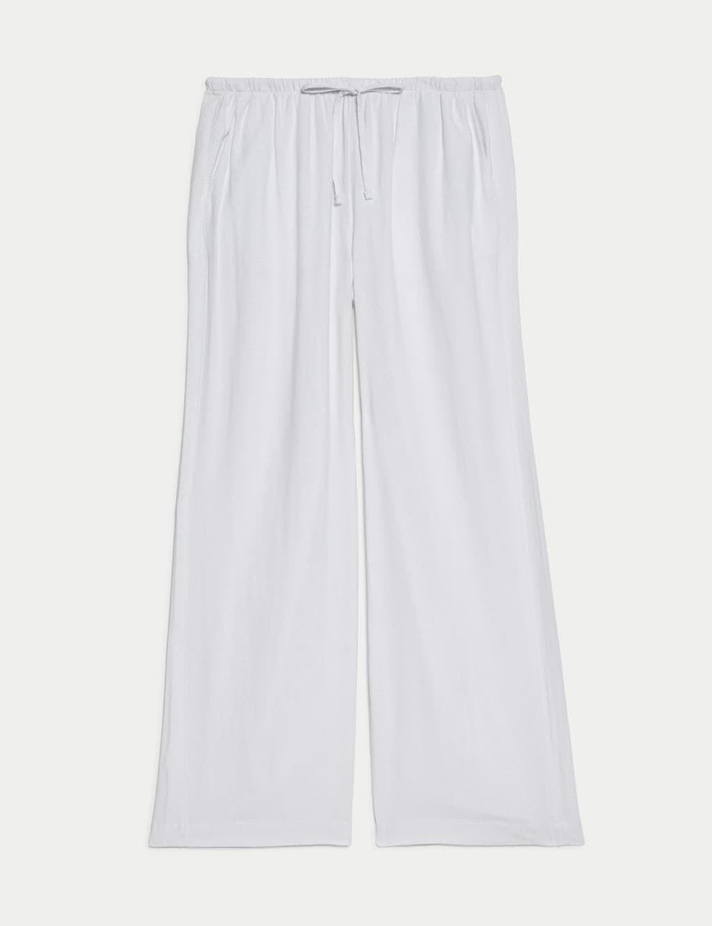 Marks & Spencer M&S Linen Blend Wide Leg Trousers White