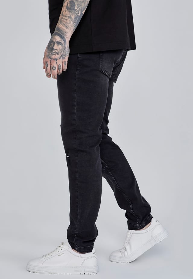SikSilk SikSilk Men's Distressed Slim Fit Jeans in Black - 2
