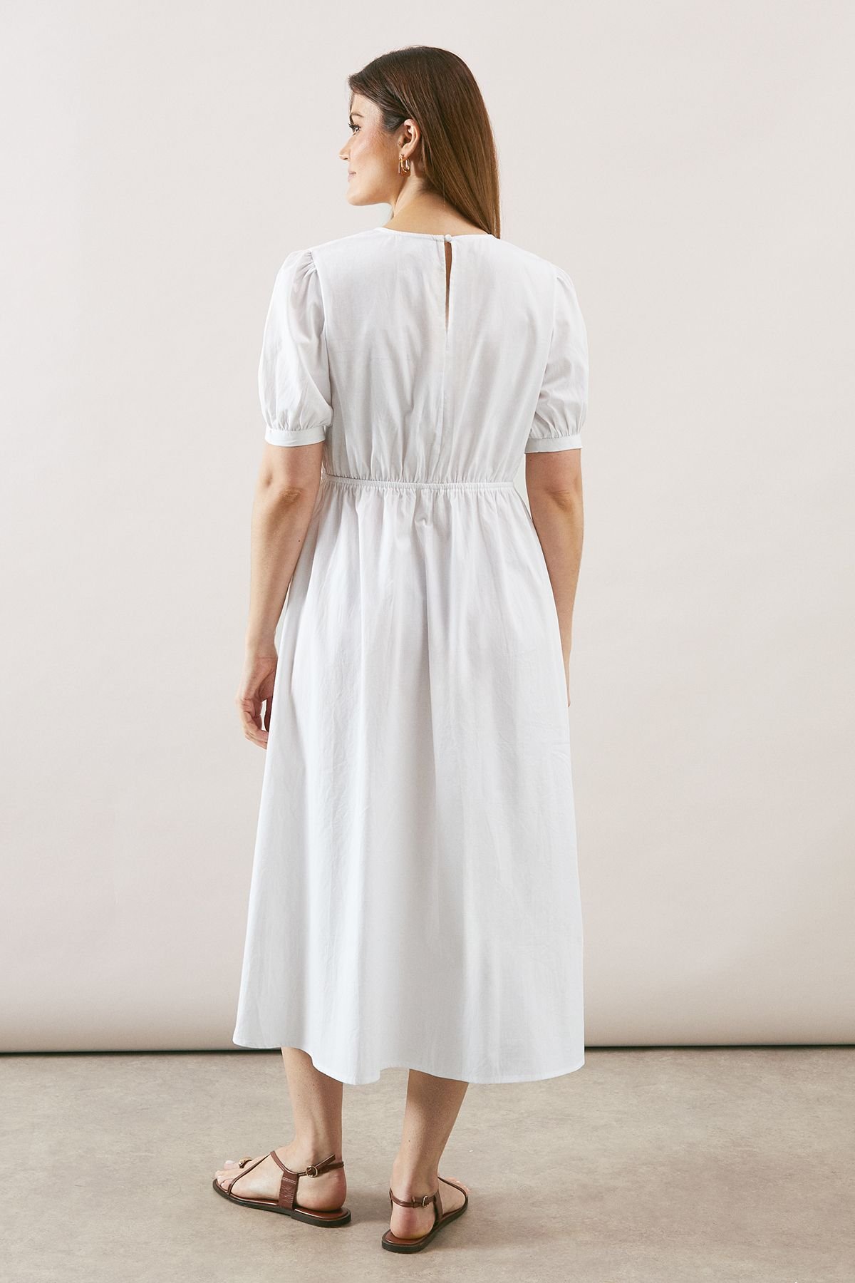 Wallis Wallis Women's Cotton Twist Front Midi Dress in White - 3