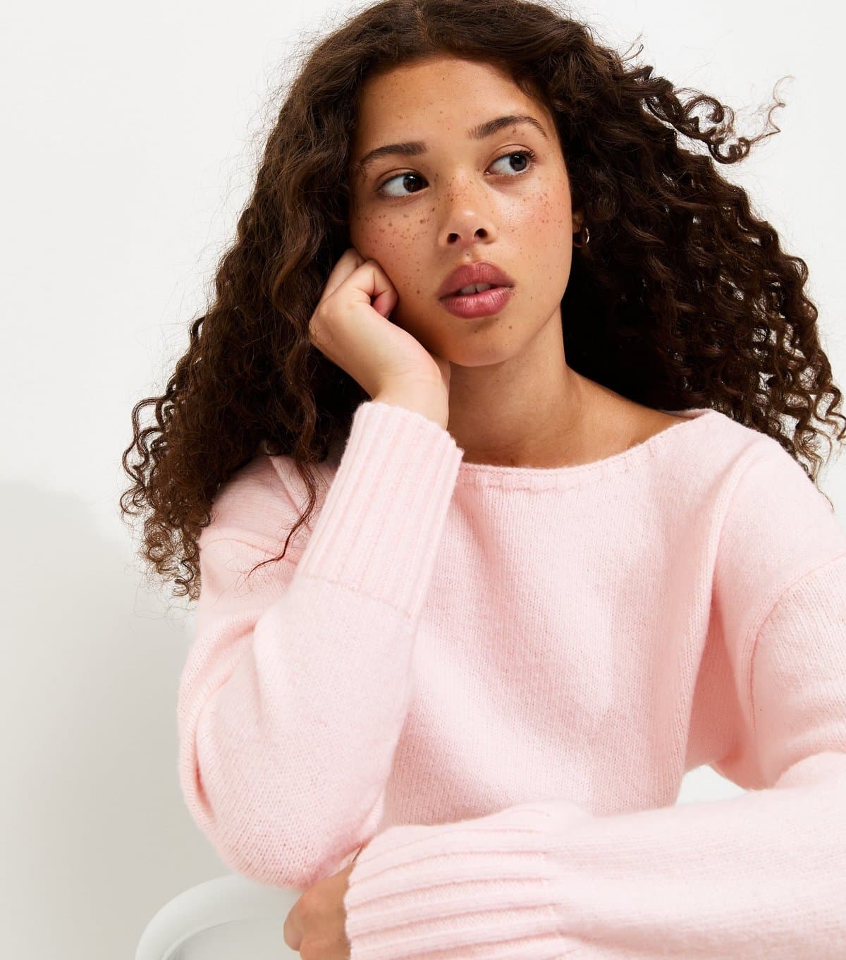 New Look Girls' Light Pink Slash Neck Knitted Jumper New Look