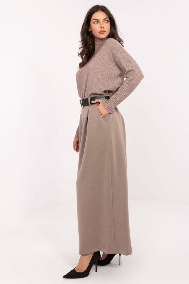 Love Lace Love Lace Women's Elegant High Waist Pleated Palazzo Trousers Style 220012 in Taupe - 2