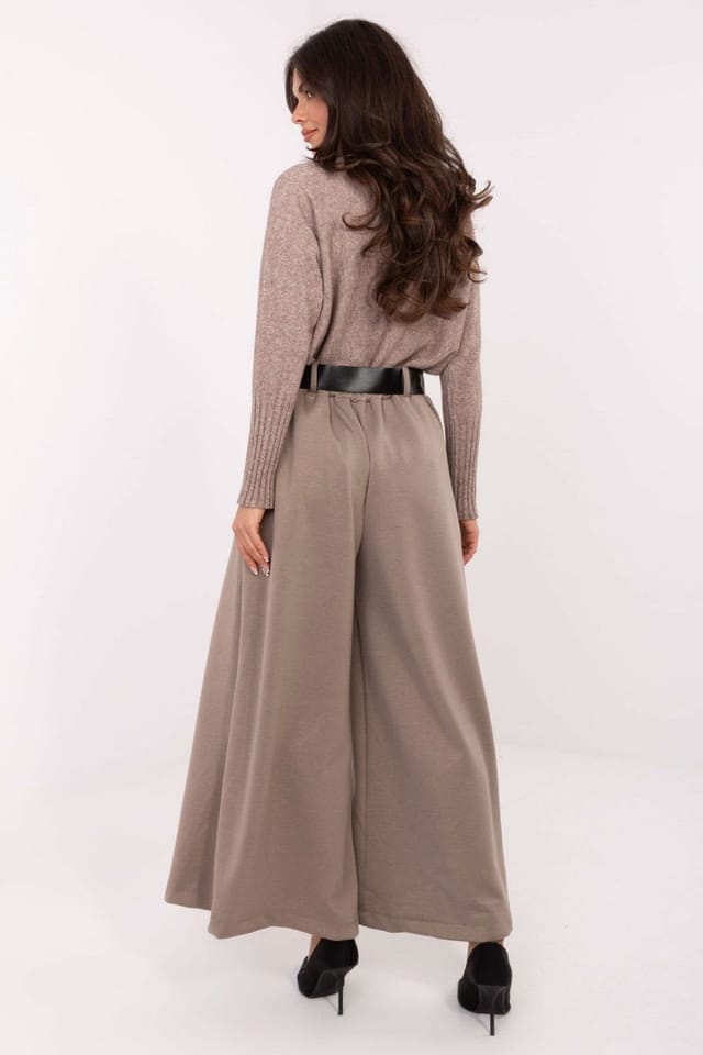 Love Lace Love Lace Women's Elegant High Waist Pleated Palazzo Trousers Style 220012 in Taupe - 3
