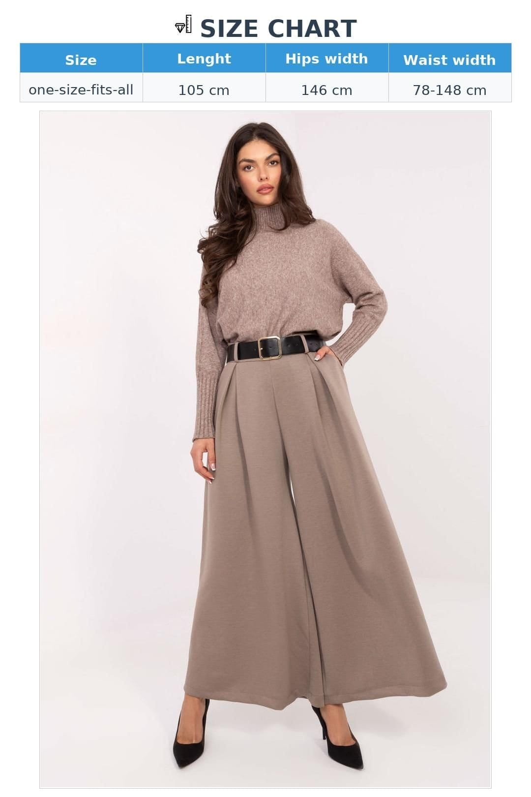 Love Lace Love Lace Women's Elegant High Waist Pleated Palazzo Trousers Style 220012 in Taupe - 4