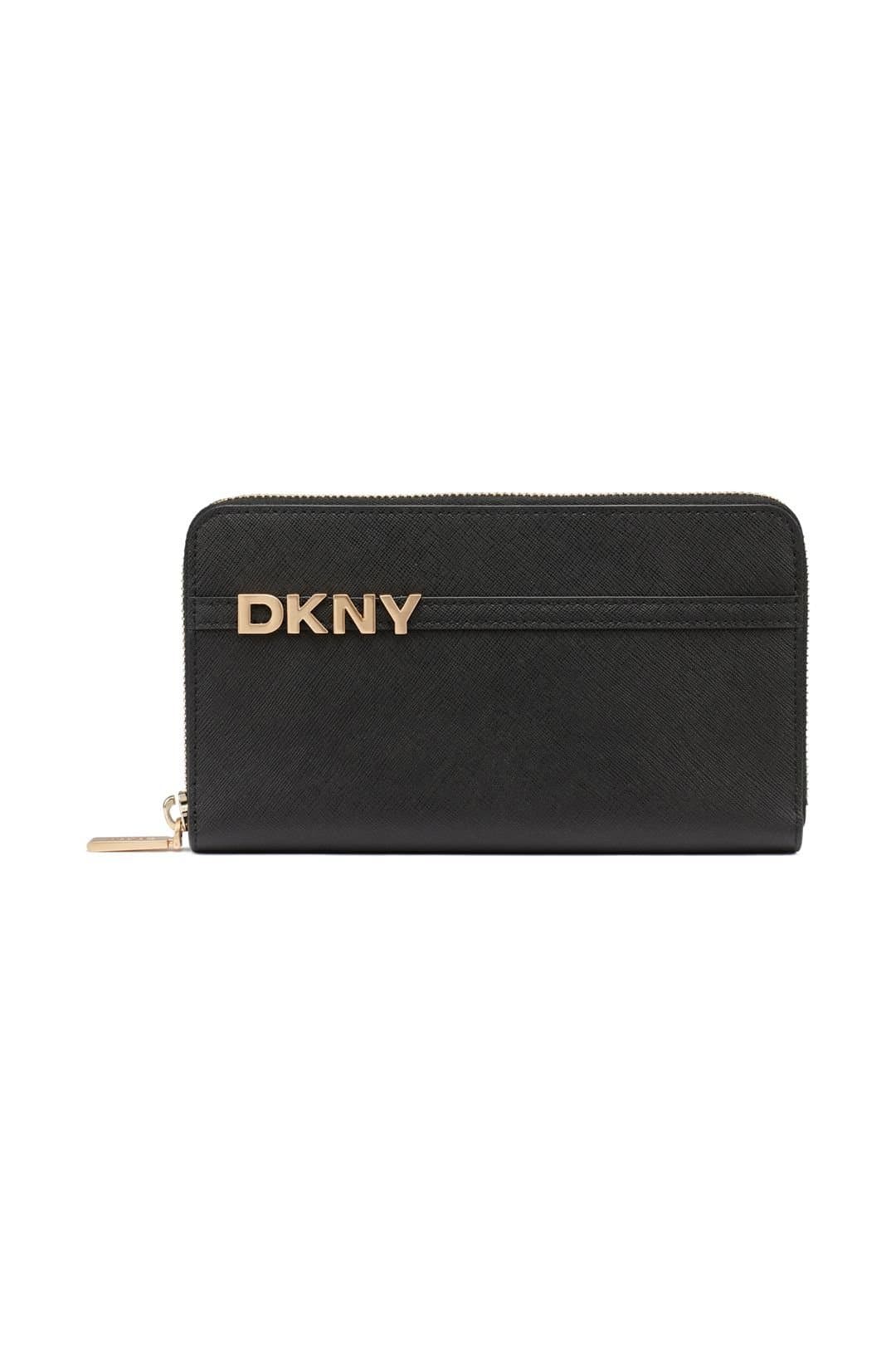 DKNY DKNY Women's AVRIL ZIP AROUND WALLET BLACK/GOLD in Black
