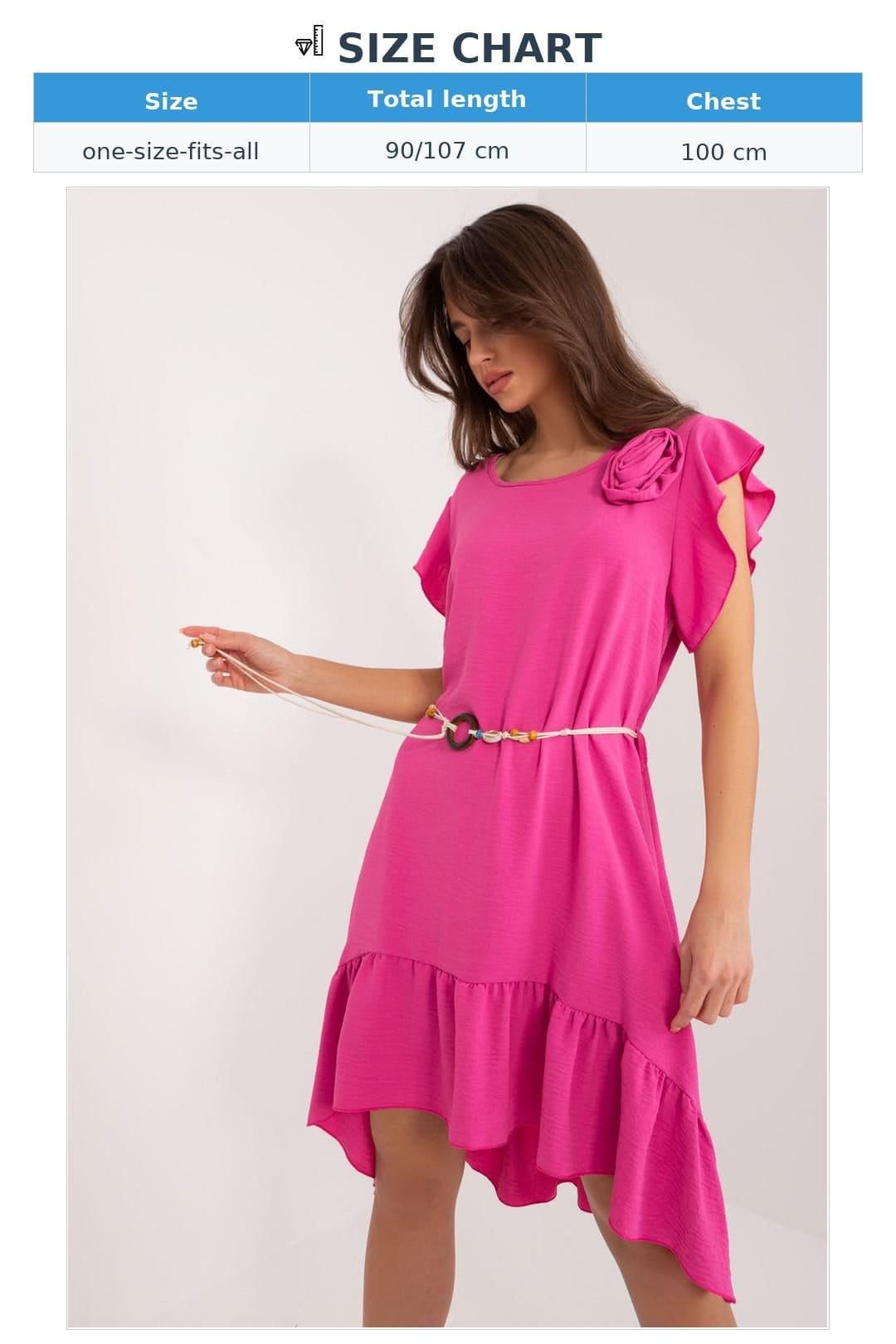 Love Lace Love Lace Women's Everyday Summer Flared Dress with Tie Belt in Pink - 4