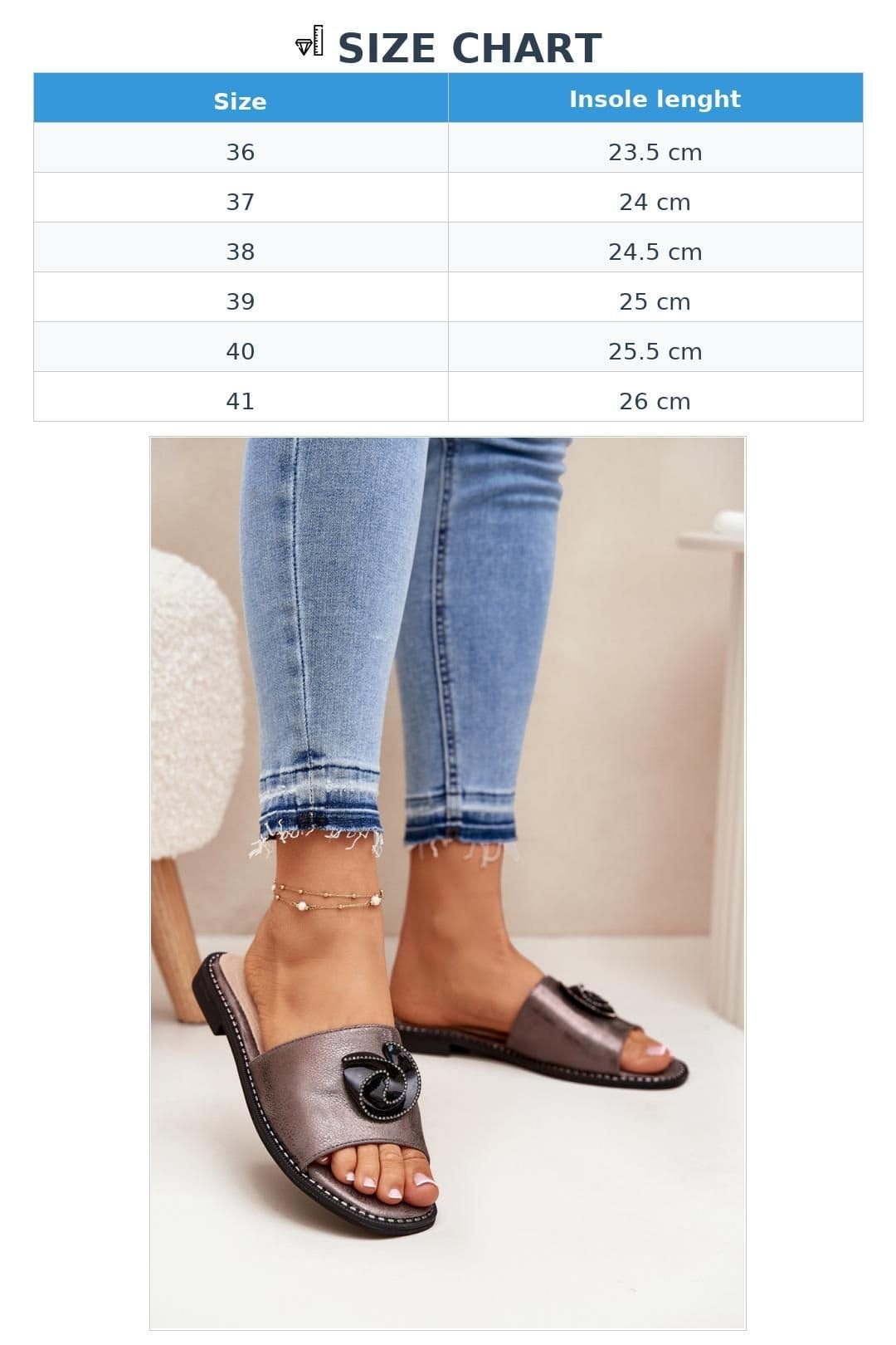 Love Lace Love Lace Women's Elegant Flat Heel Sandals with Decorative Front Detail Style in Grey - 4