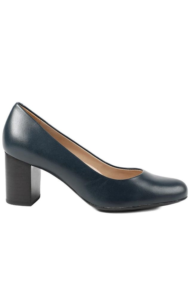 Jones Bootmaker Jones Bootmaker Women's Xantara Leather Block Heel Court Shoes in Navy - 2