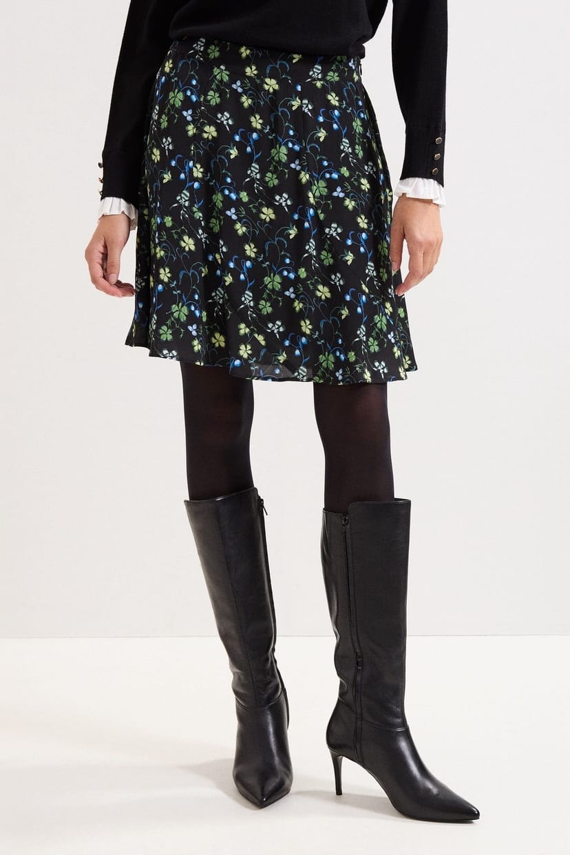 Phase Eight Phase Eight Women's Ilaria Print Flippy Skirt in True Black - 1