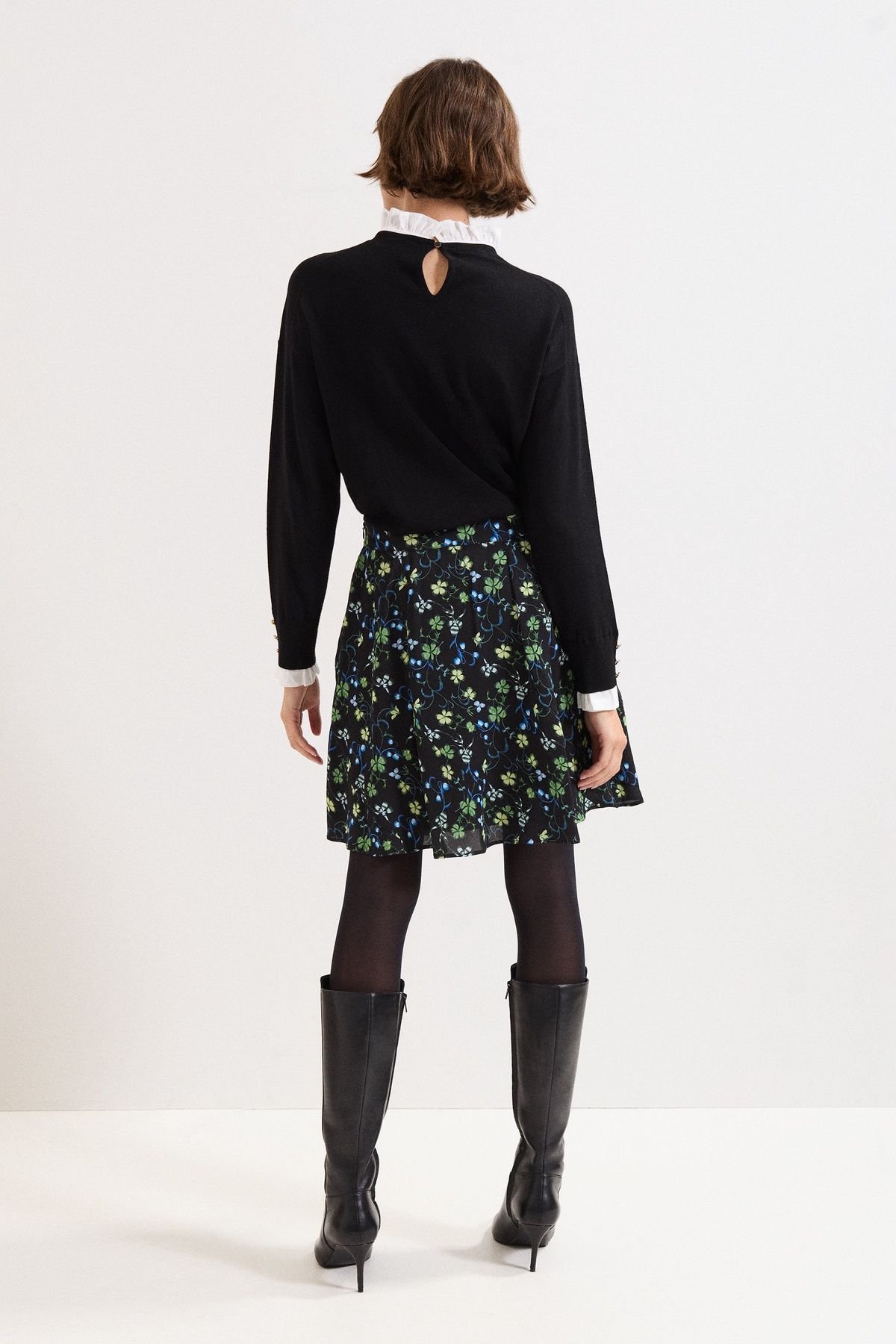 Phase Eight Phase Eight Women's Ilaria Print Flippy Skirt in True Black - 4