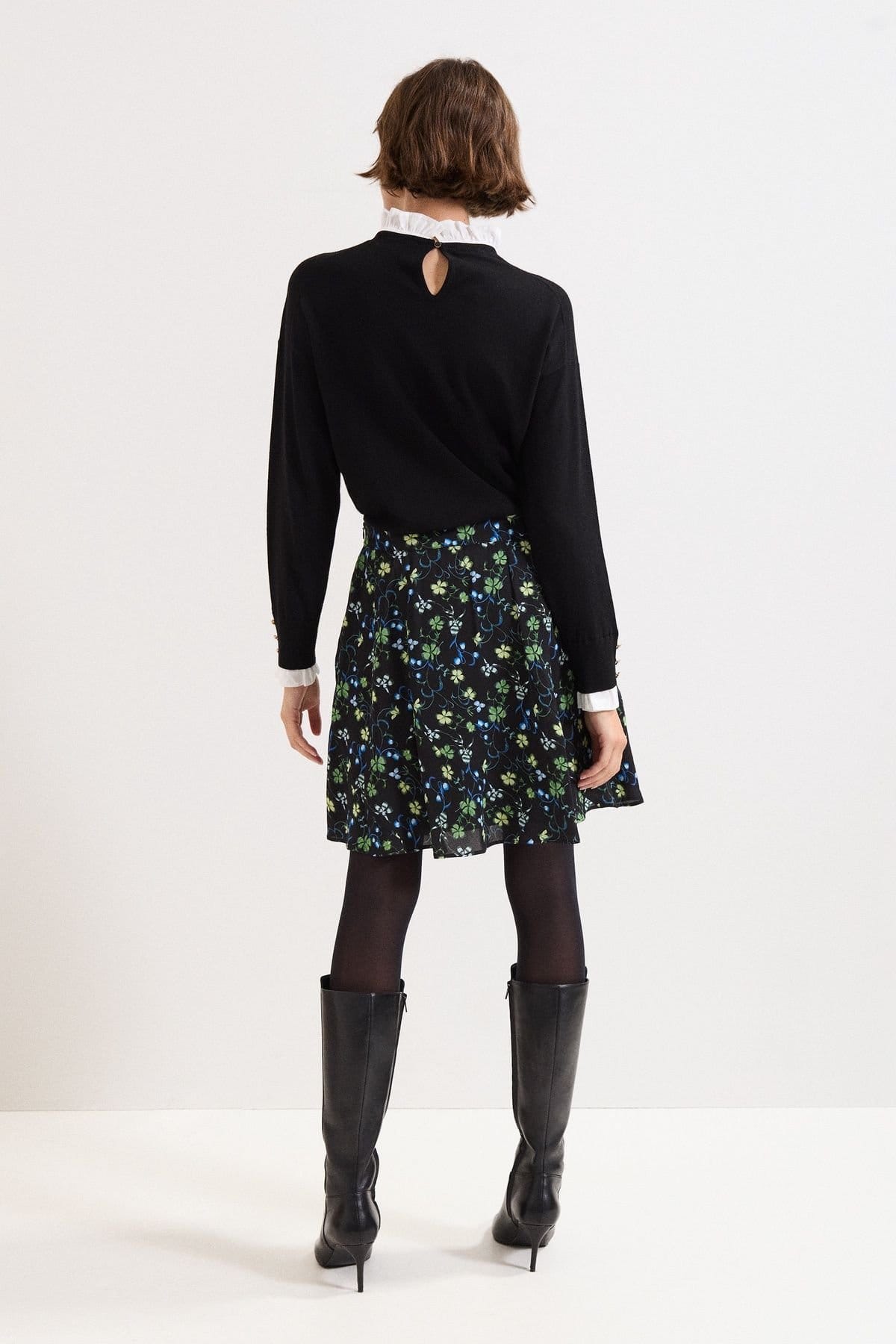 Phase Eight Phase Eight Women's Ilaria Print Flippy Skirt in True Black - 4