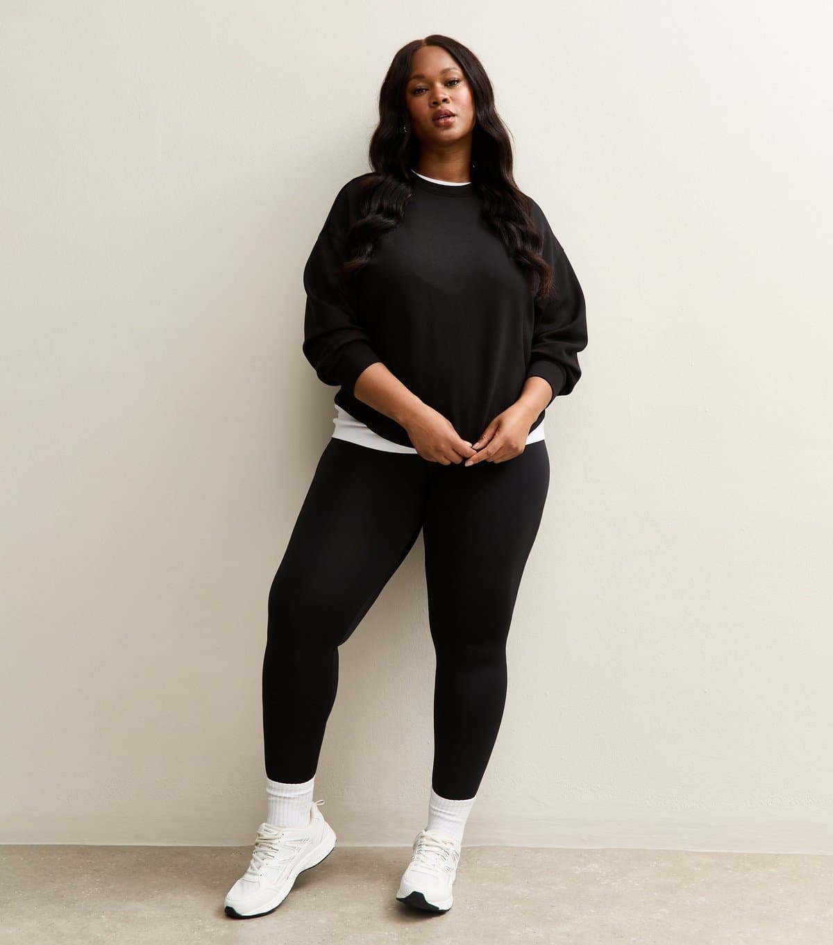 New Look Women's Plus Size Black Contour Leggings Curves New Look