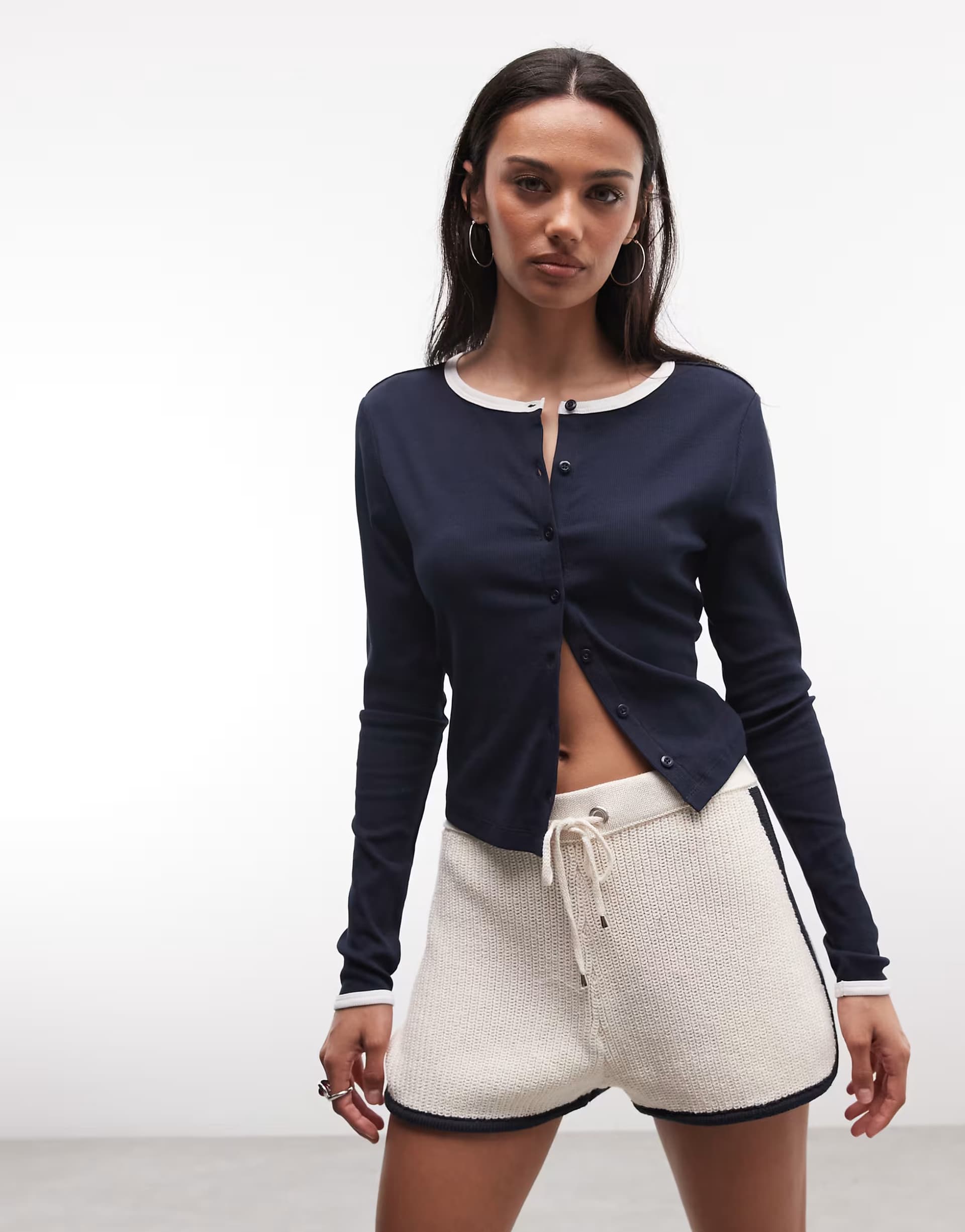 ASOS ASOS Crochet Knit Runner Short in Ecru