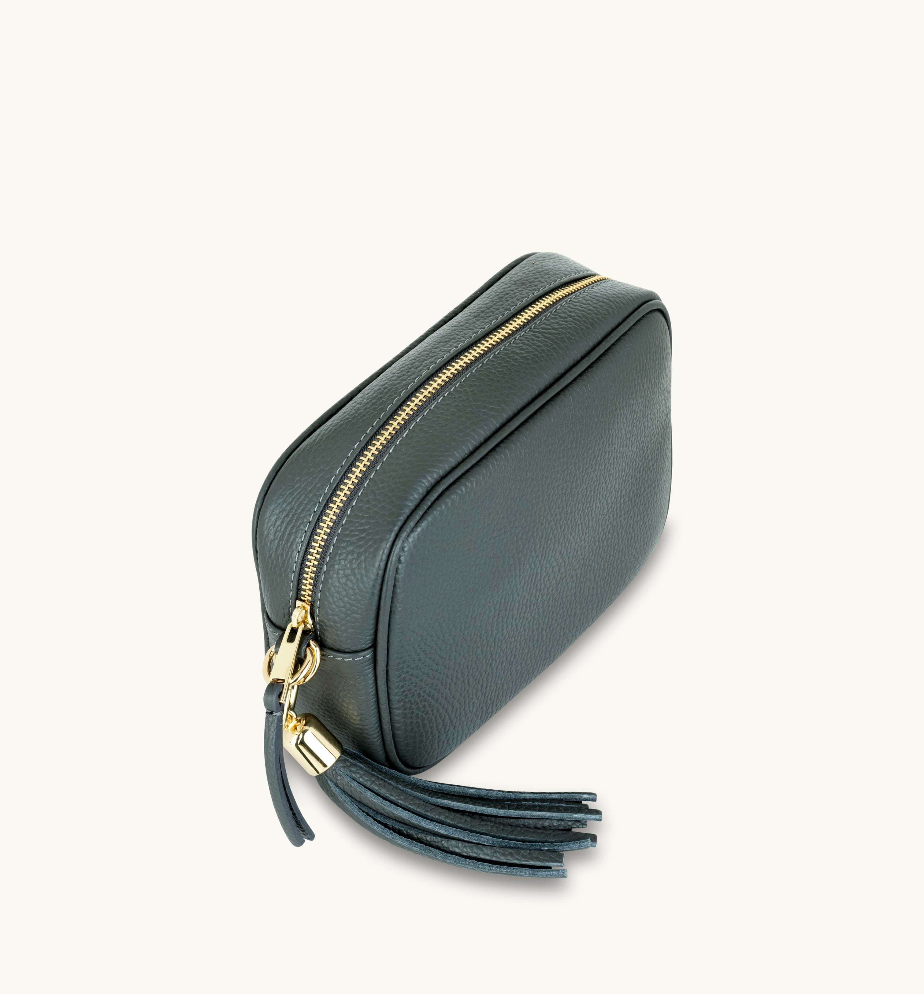 Apatchy London Apatchy London Women's Leather Crossbody Bag With Gold Chain Shoulder Strap in Grey - 4