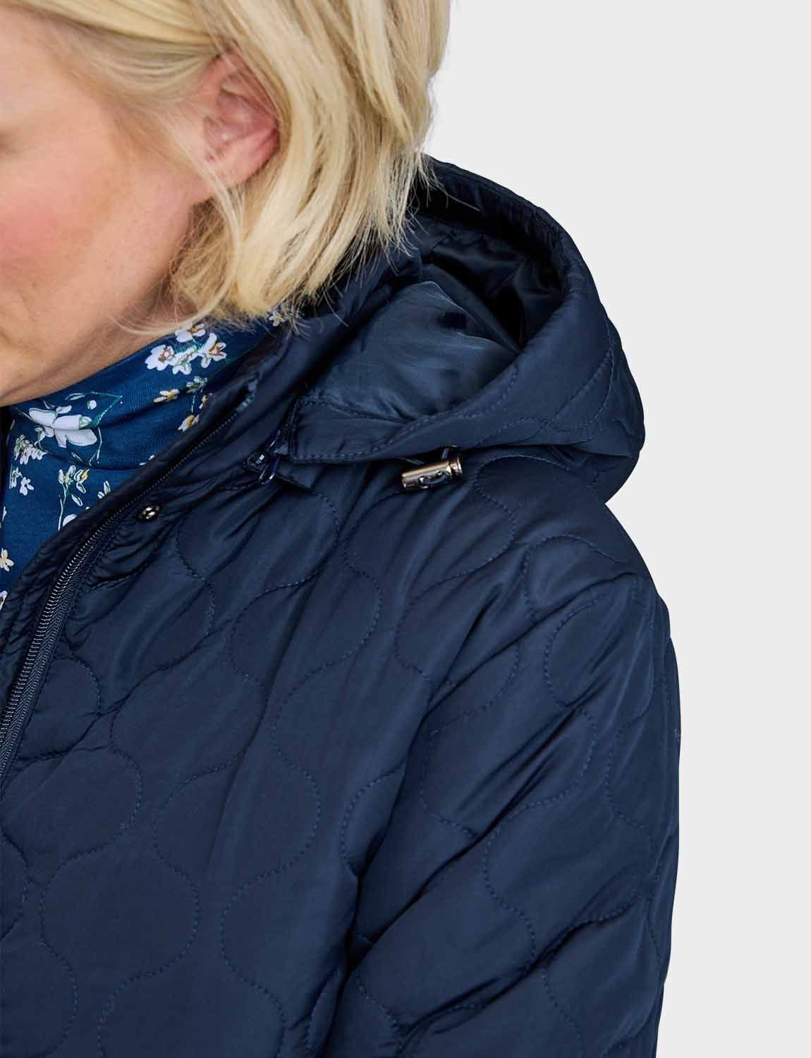 Amber Amber Women's Quilted Water-Resistant Jacket with Detachable Hood Adjustable Cuffs in Navy - 4