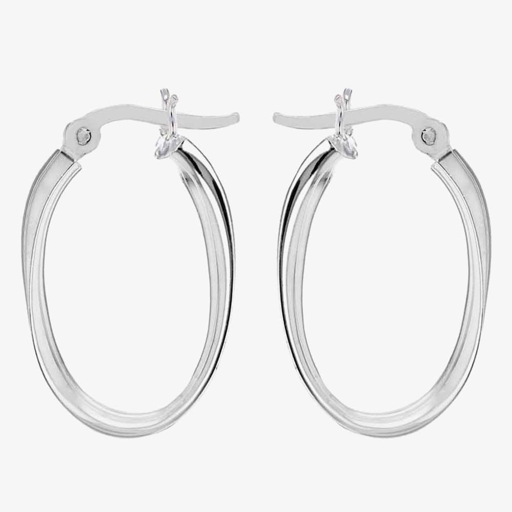 T.H.Baker T.H.Baker Women's Sterling Silver Oval Creole Earrings