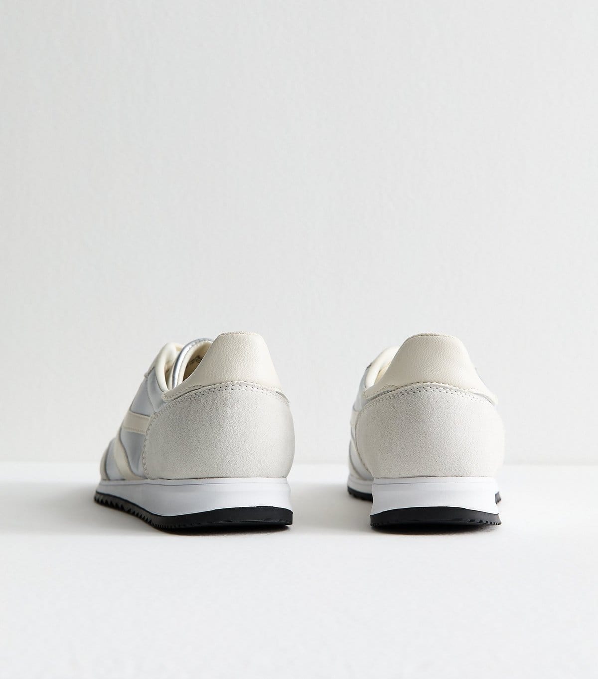 New Look Women's Silver Faux Leather Panelled Trainers Vegan New Look - 4