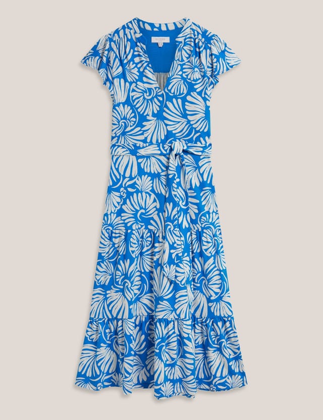 Hobbs London Hobbs London Women's Nadine Jersey Printed Midi Dress in Bright Blue - 2