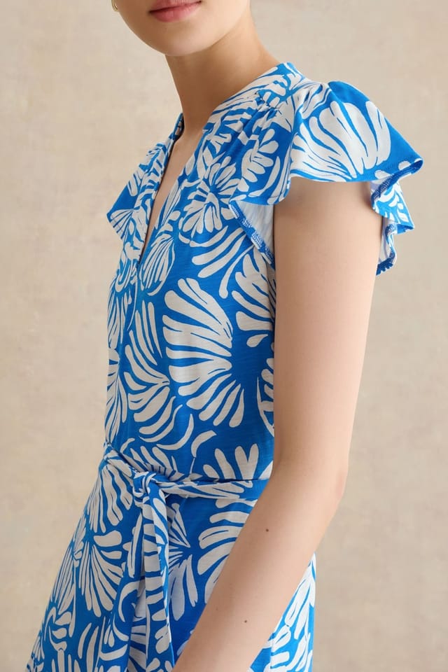 Hobbs London Hobbs London Women's Nadine Jersey Printed Midi Dress in Bright Blue - 3