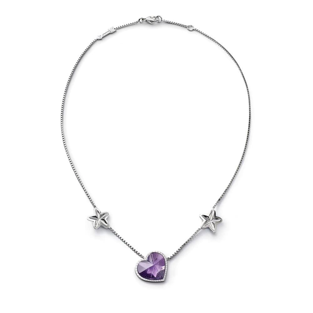 baccarat Baccarat Purple Crystal Heart Necklace in Sterling Silver