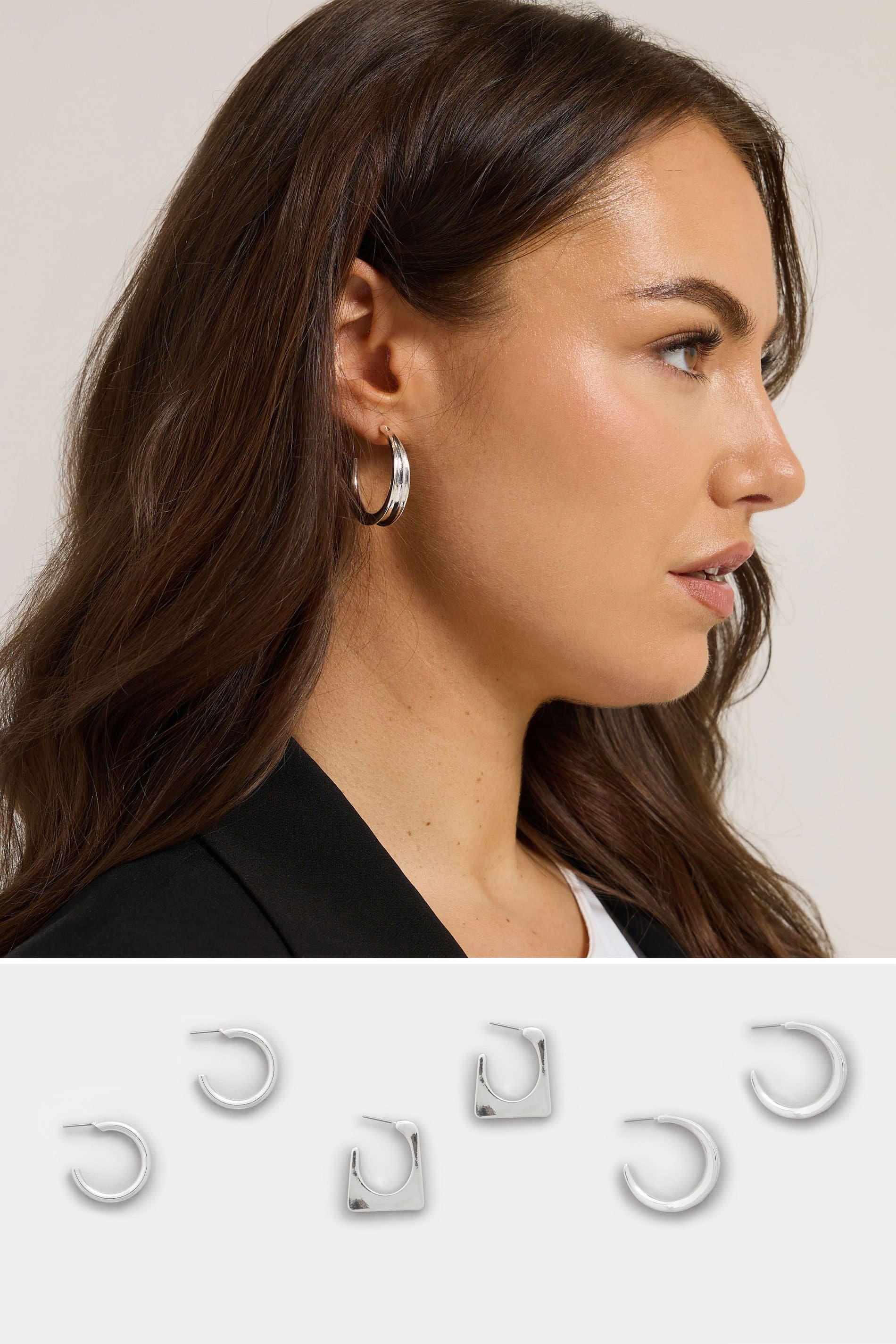 Yours 3 Pack Silver Tone Mixed Hoop Earring Set