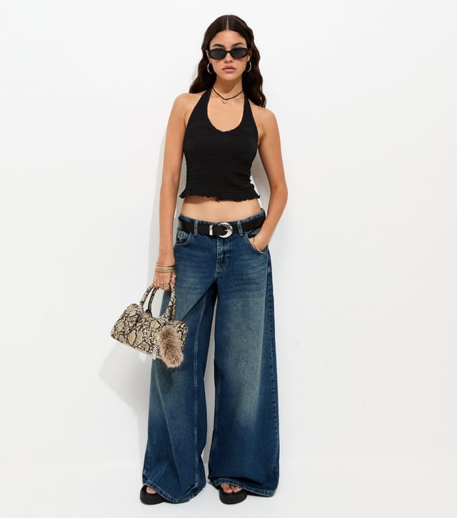 New Look Women's Black Shirred Halter Neck Vest New Look - 3