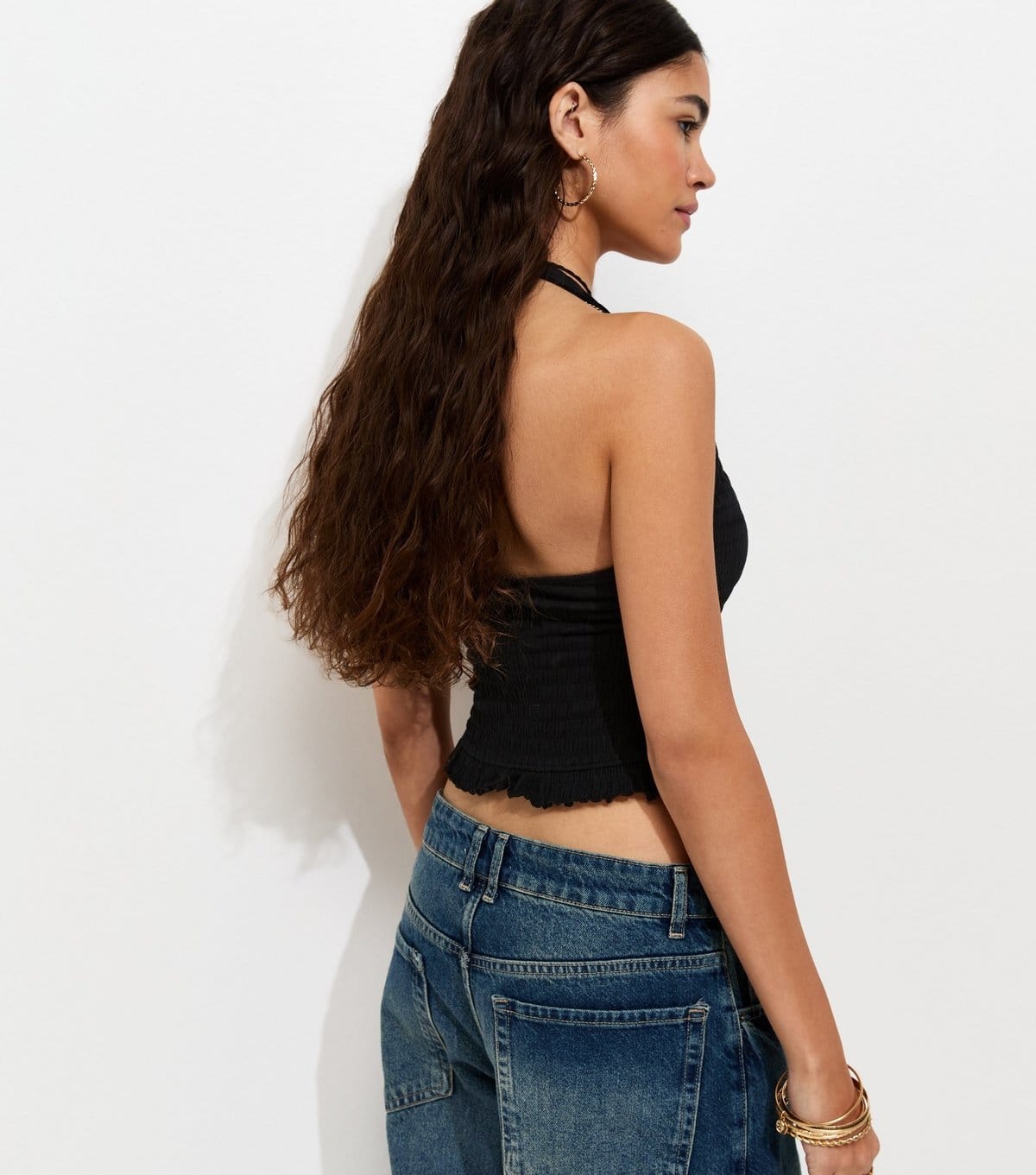 New Look Women's Black Shirred Halter Neck Vest New Look - 4