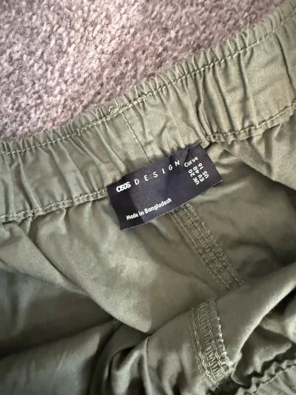ASOS Design Khaki Green Wide Leg Cargos