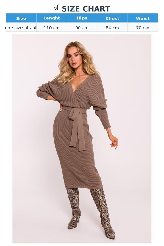 Love Lace Love Lace Women's Striped Knit Wrap Sweater Dress Midcalf in Brown - 3