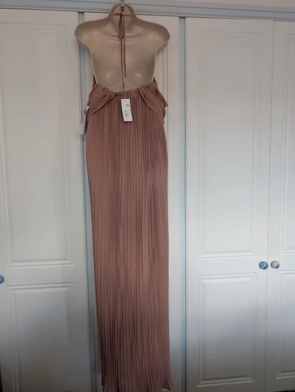 ASOS TFNC cold shoulder maxi dress in rose brown size 8