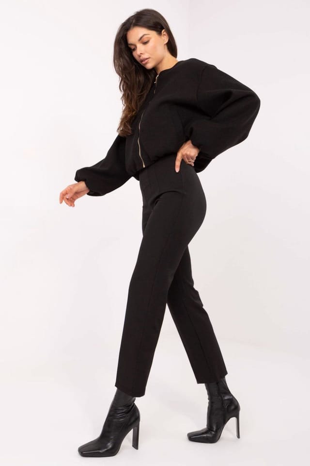 Love Lace Love Lace Women's High Waisted Cigarette Trousers Tailored Fit in Black - 2