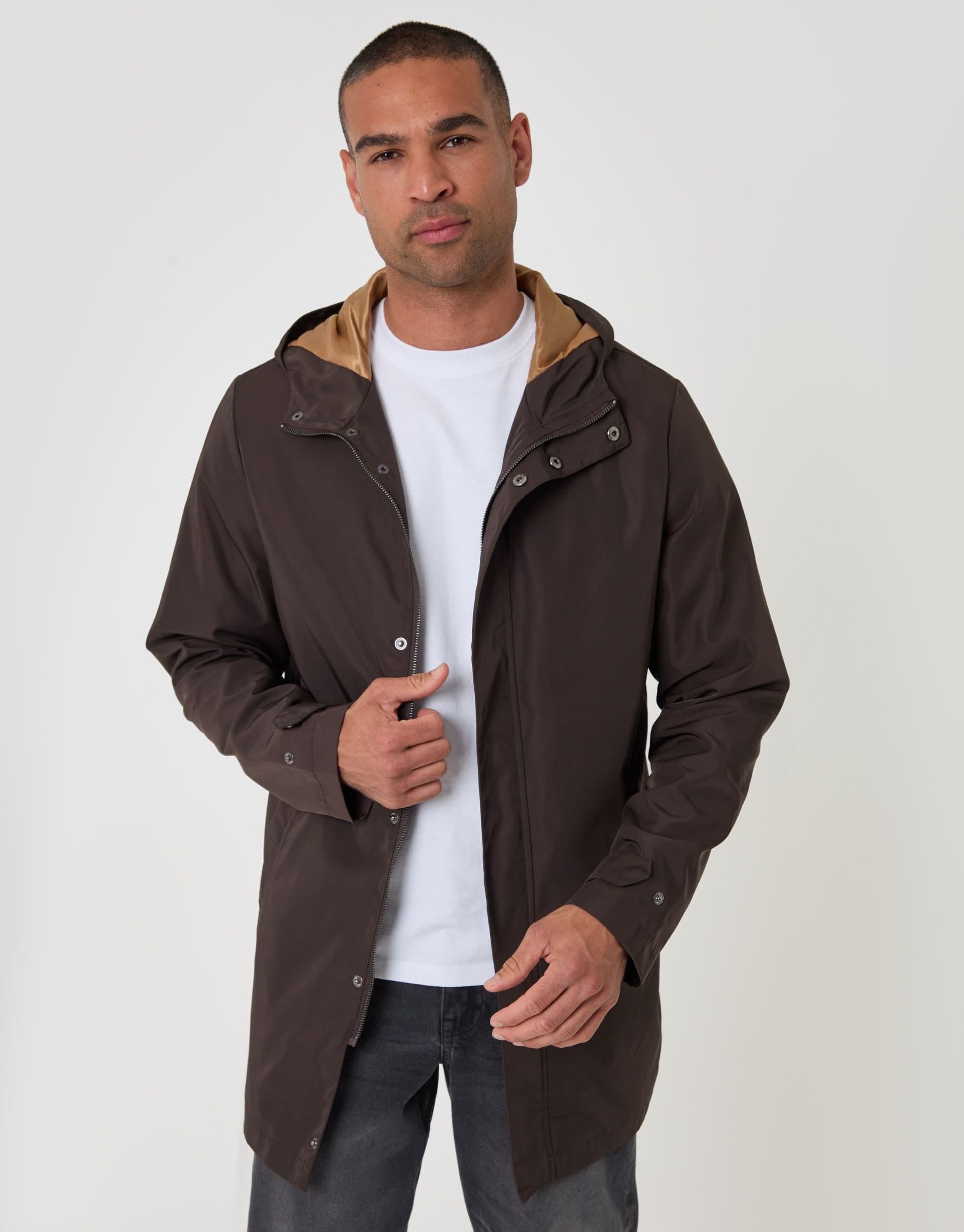 Threadbare threadbare Men's 'Boynton' Luxe Showerproof Zip Up Hooded Raincoat in Navy