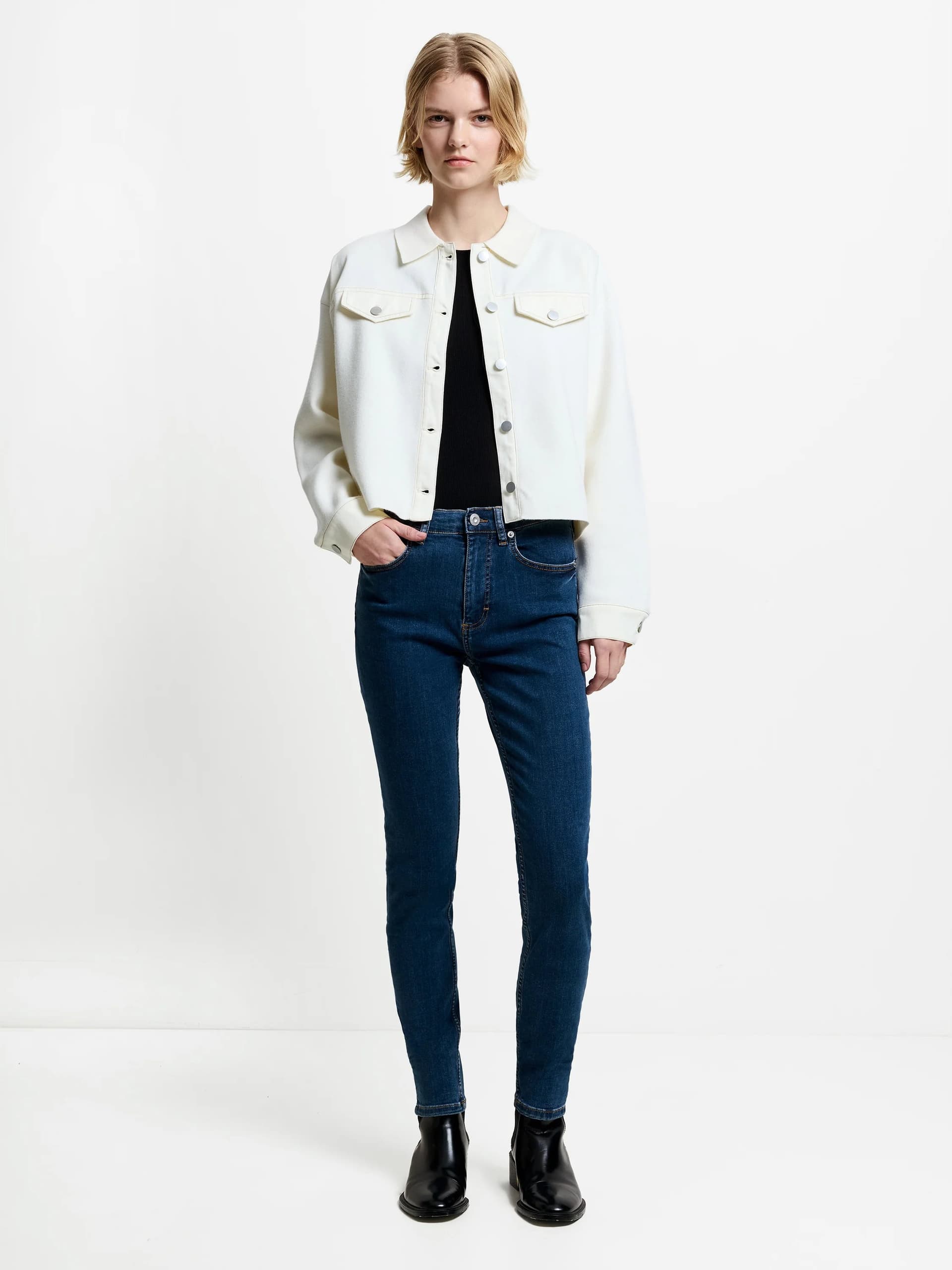 French Connection Soft Stretch Denim High Rise Skinny Jeans 30 Inch Mid Wash