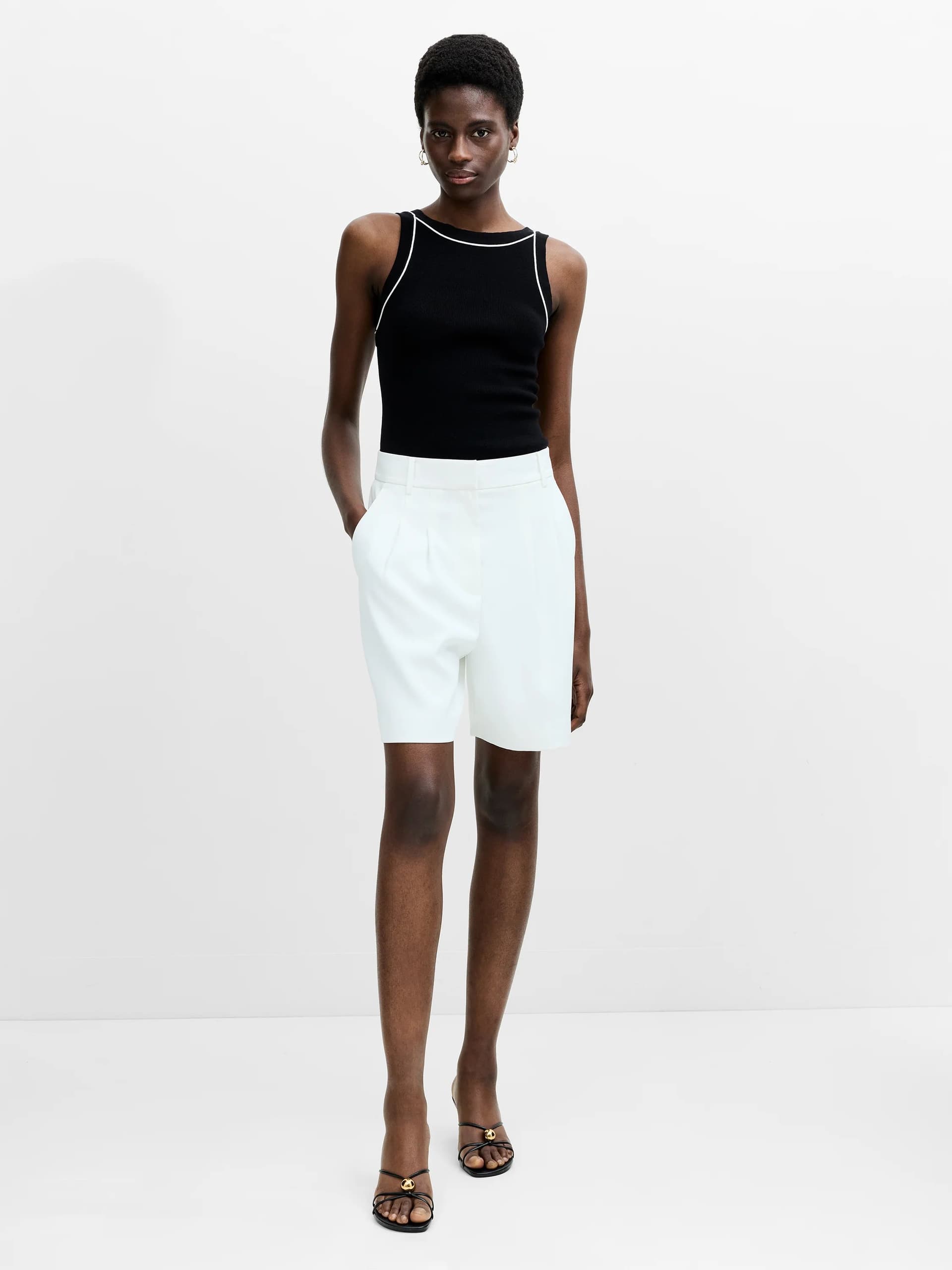 French Connection French Connection White Tailored Bermuda Shorts