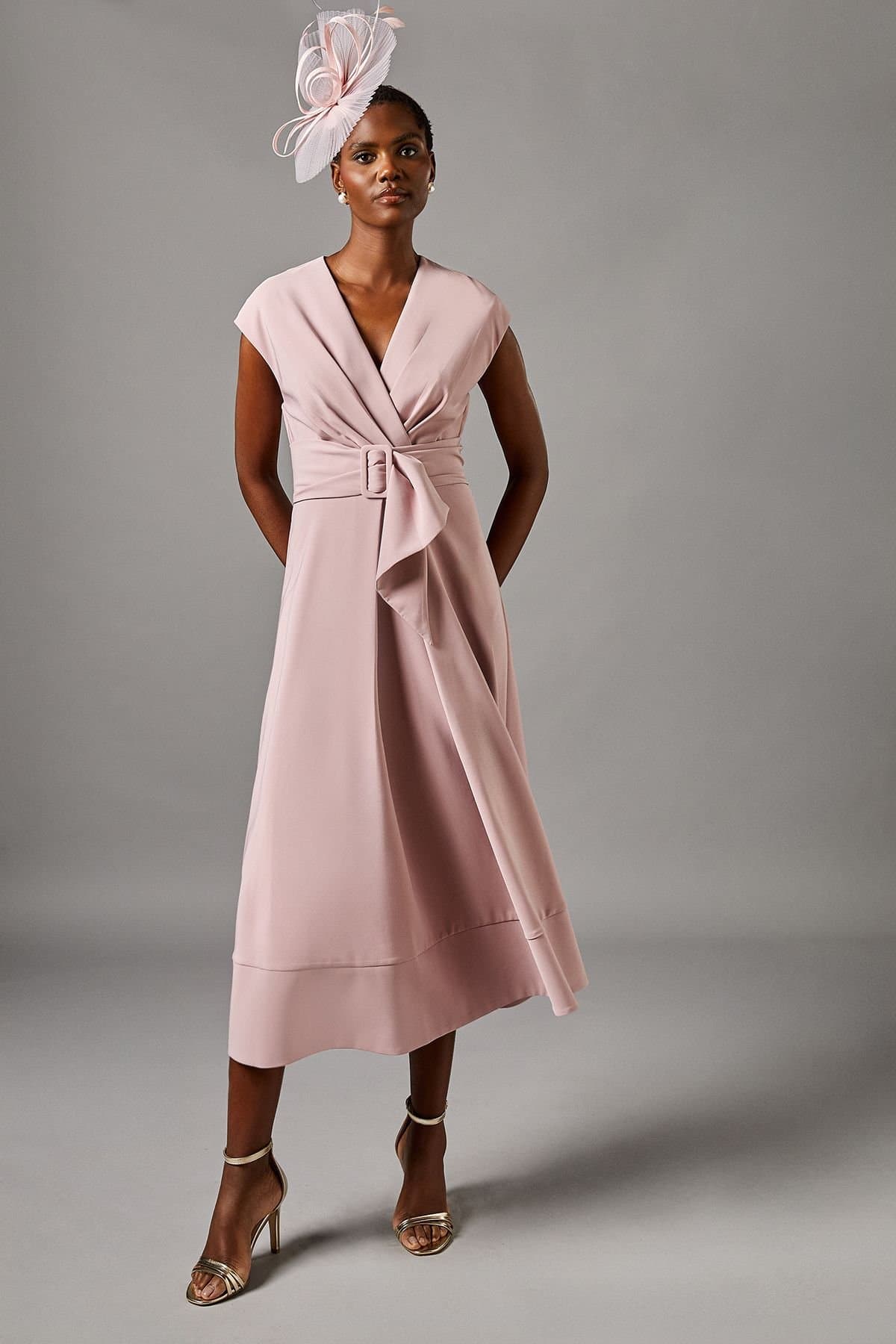 Coast Coast Women's Belted Crepe Dress in Rose