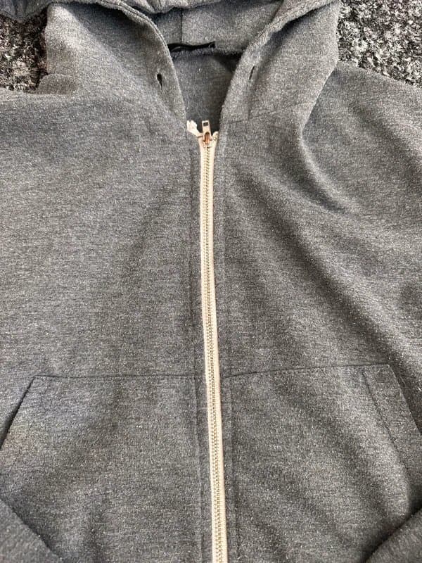 Shein grey zip up hooded crop top xs