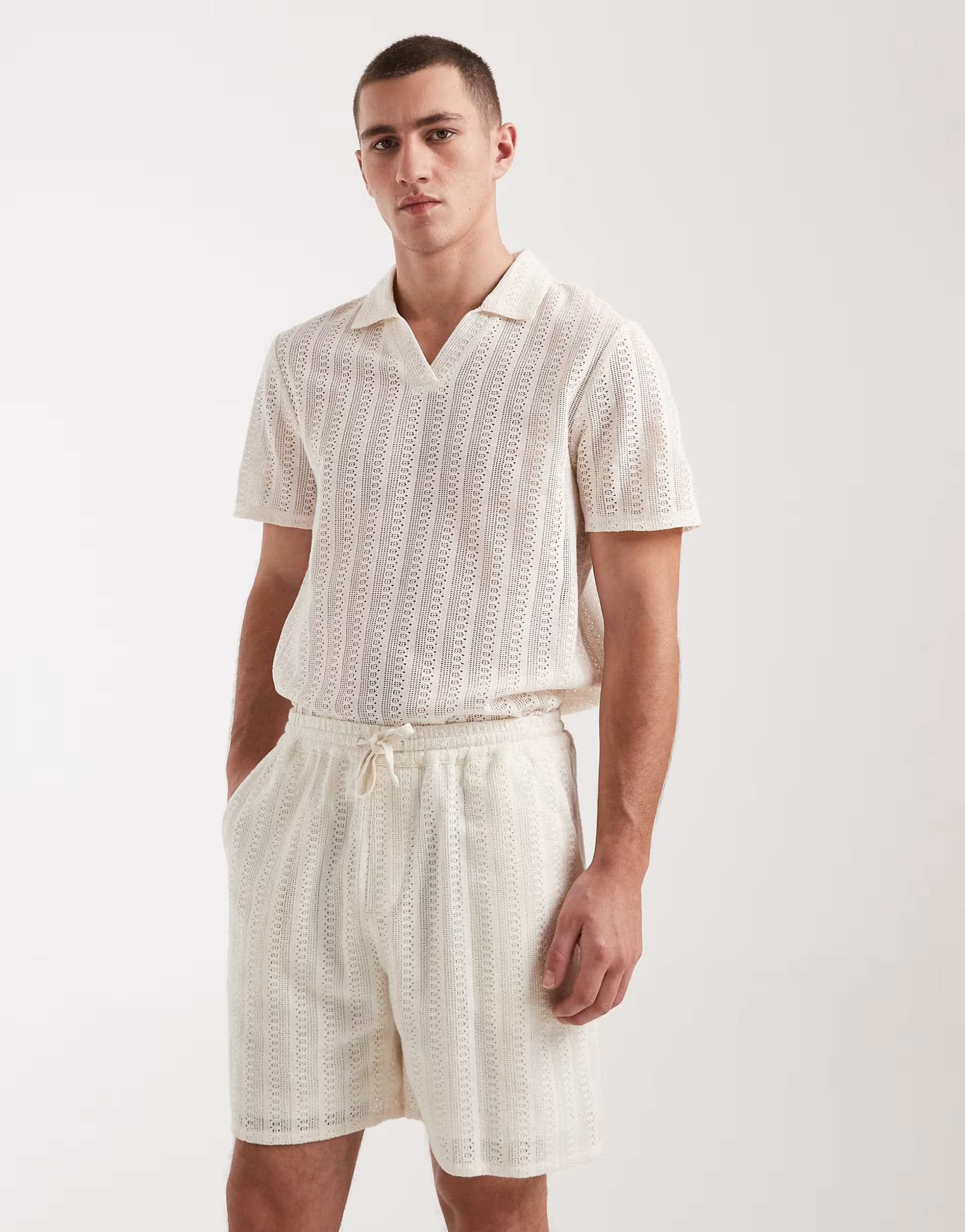 ASOS New Look co-ord crochet shorts in cream