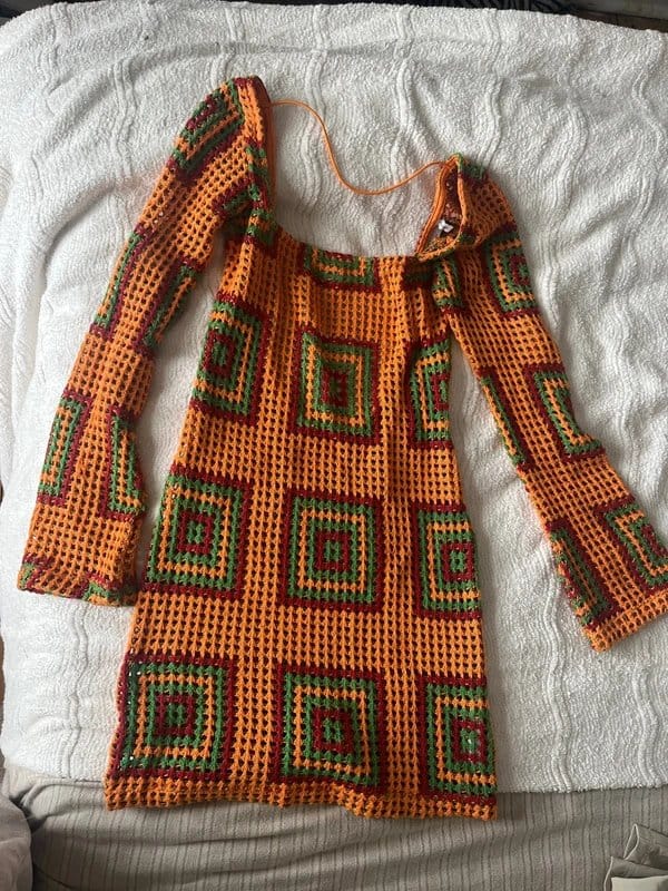 ASOS Multi-Colour Crochet Mini Dress Size 6