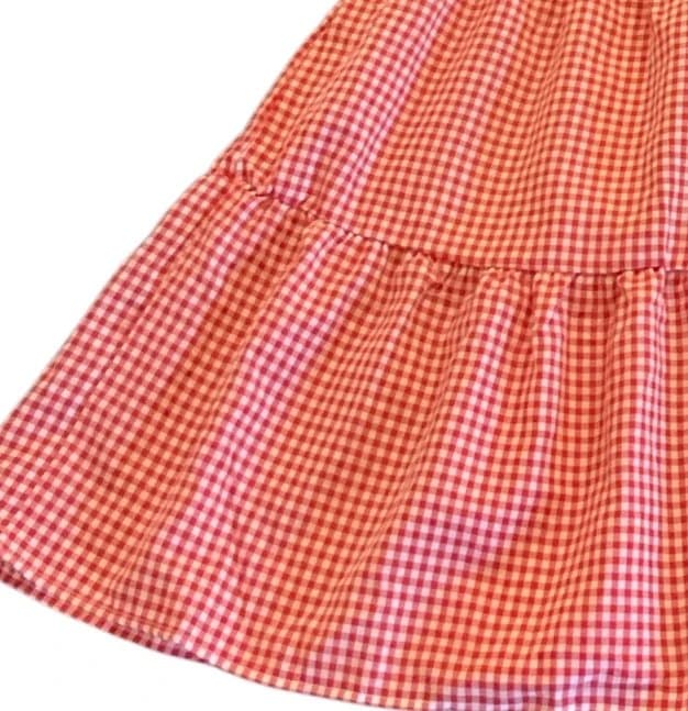 Blooming Jelly Y2K Boho Skater Women’s Red Gingham Mini Dress Size M V-Neck Tiered Skirt Adjustable Straps