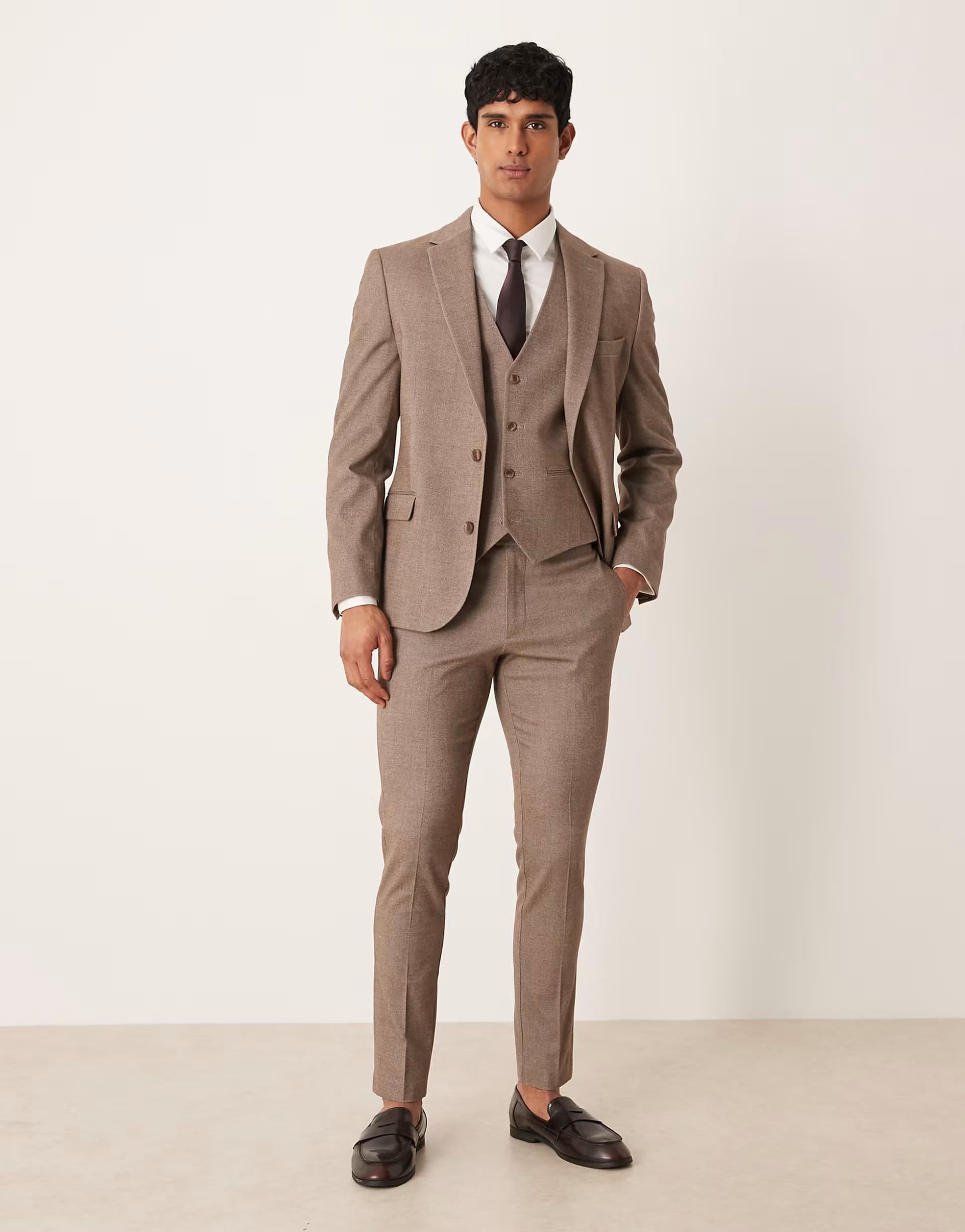 ASOS ASOS DESIGN skinny suit trousers in light brown twill