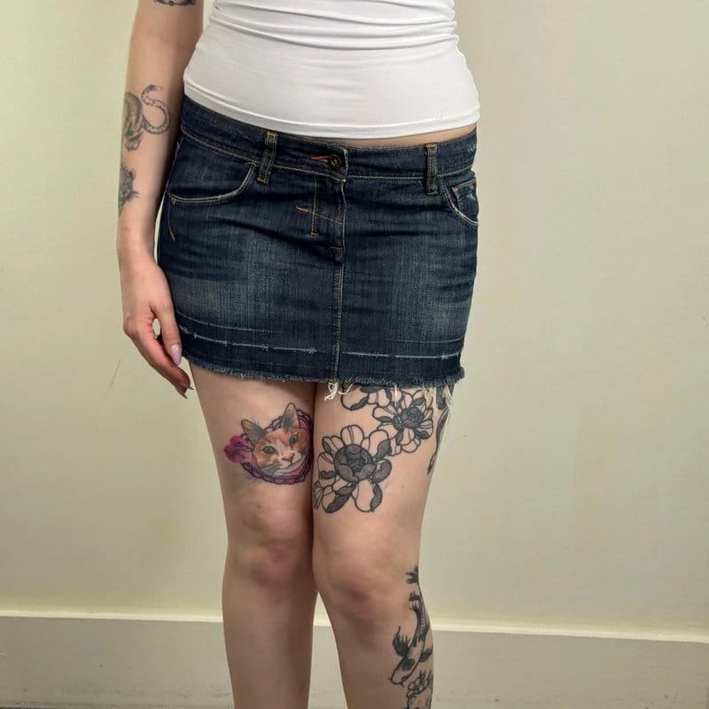 Topshop Y2K Vintage Mini Skirt Dark Blue Wash Cargo Pockets