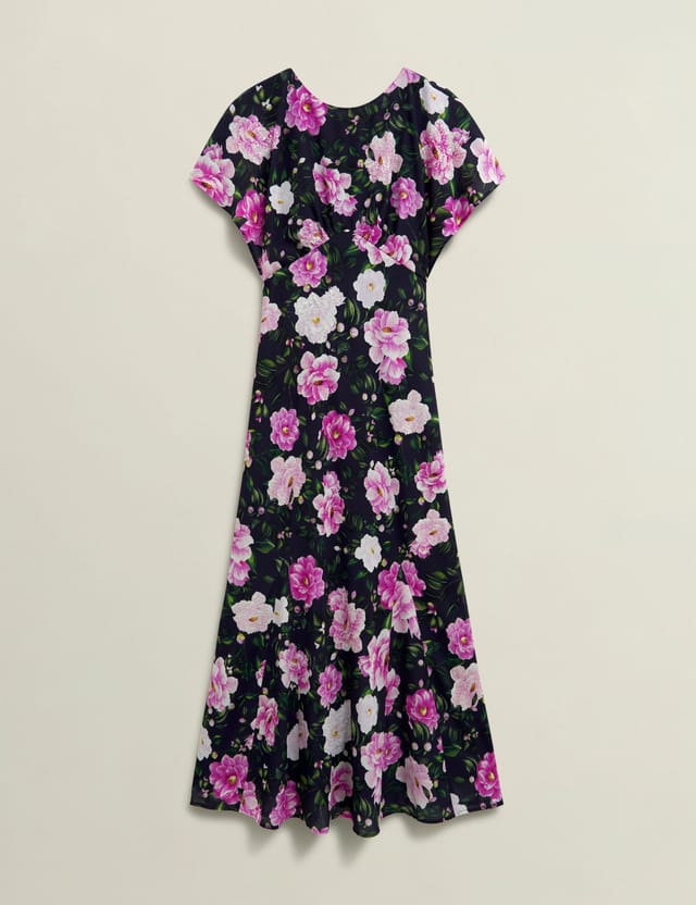 Hobbs London Hobbs London Women's Lalena Short Sleeve Printed Maxi Dress in Dark Navy - 2