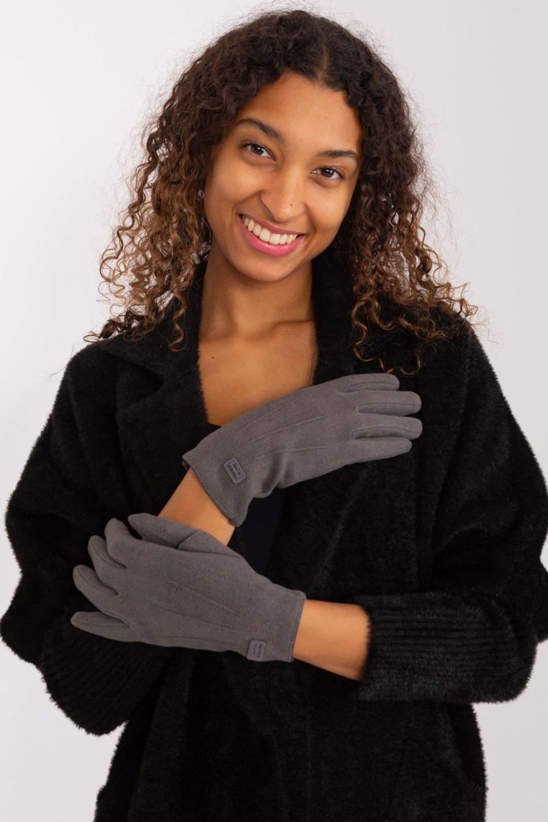 Love Lace Love Lace Women's Insulated Touchscreen Gloves With Decorative Wrist Patches in Grey