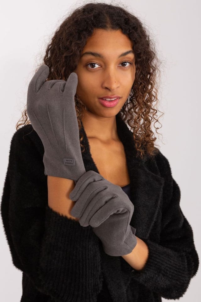Love Lace Love Lace Women's Insulated Touchscreen Gloves With Decorative Wrist Patches in Grey - 2