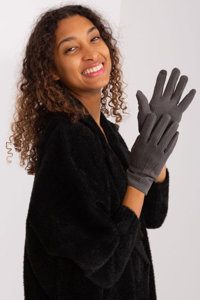Love Lace Love Lace Women's Insulated Touchscreen Gloves With Decorative Wrist Patches in Grey - 3