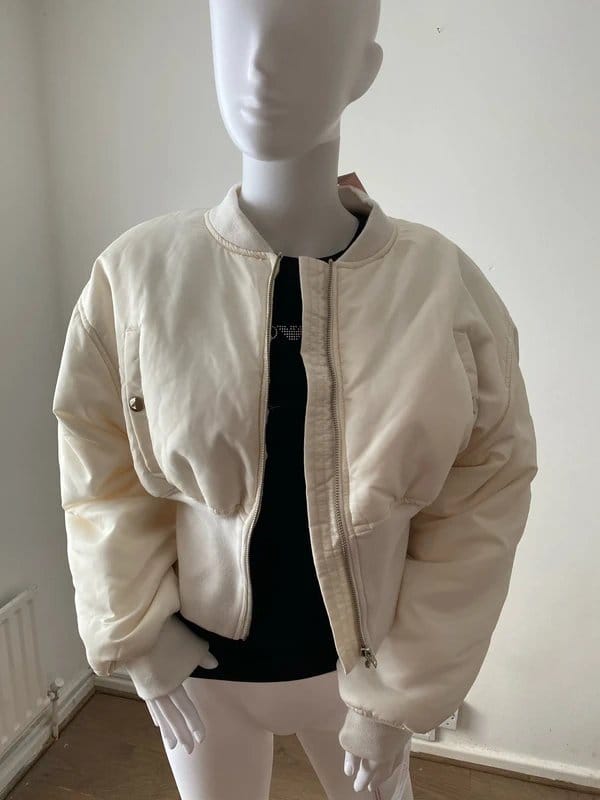 Missguided Missguided Petite Corset Cropped Bomber Cream Size 8 - 1