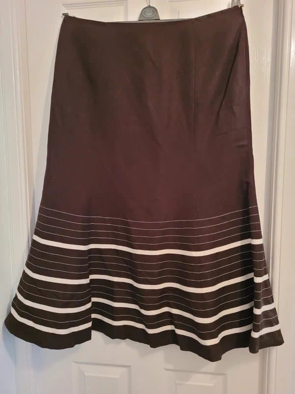 PLANET Planet brown silk/linen ankle length skirt size 18