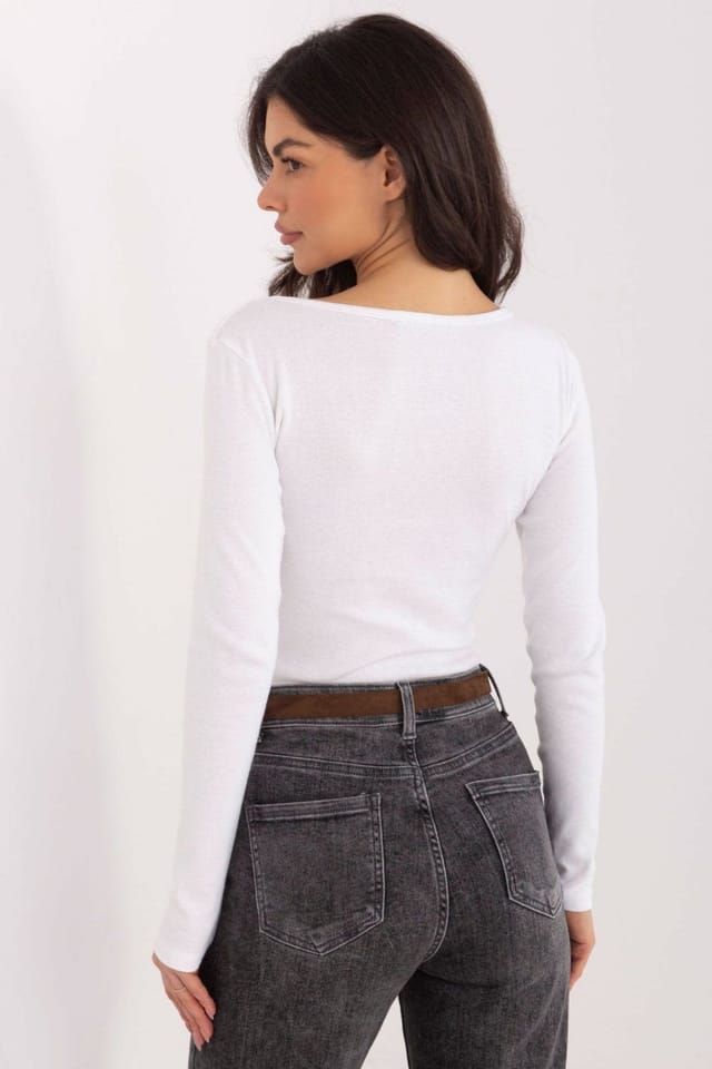 Love Lace Love Lace Women's Fitted Cotton Long Sleeve Blouse with Embroidery in White - 3